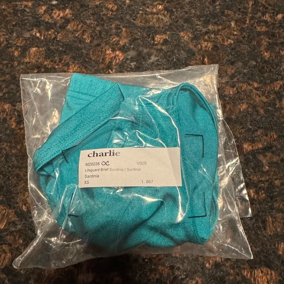 Charlie Turquoise Swim Briefs NWT - Picture 2 of 3